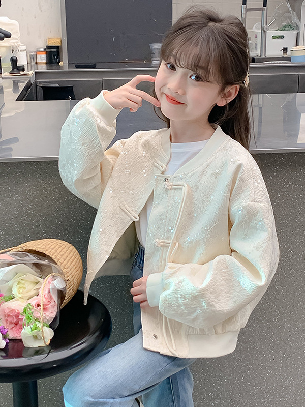 girls‘ spring coat 2024 new children‘s western style chinese style clothes girls‘ spring and autumn new chinese style coat fashion