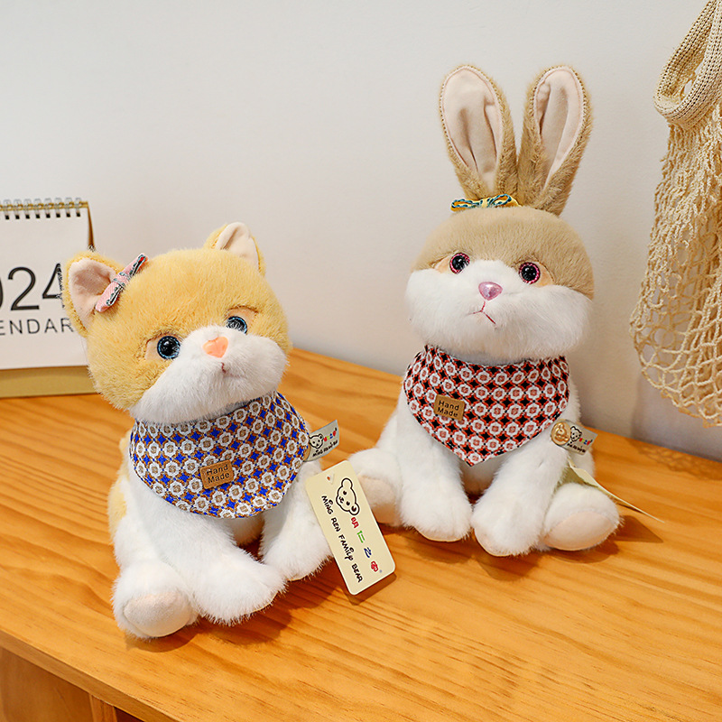 新款可爱围巾动物毛绒玩具变身兔子儿童安抚玩偶小号精品抓机娃娃