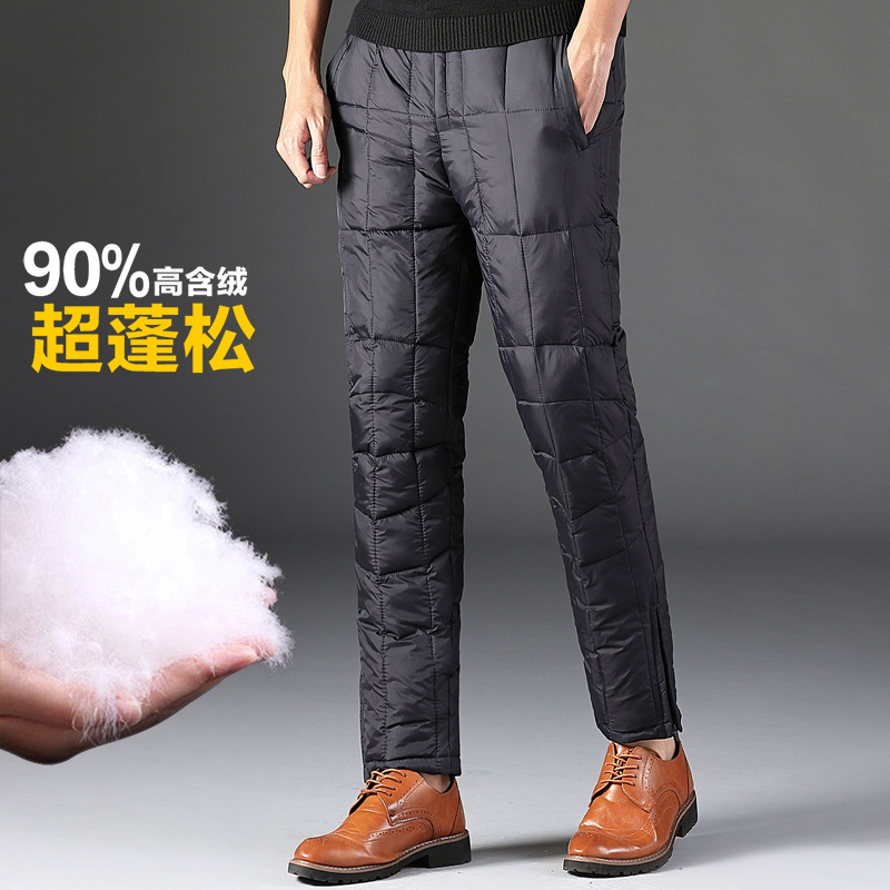 冬季羽绒裤男士外穿高腰加厚保暖大码中老年人爸爸装内胆老人棉裤