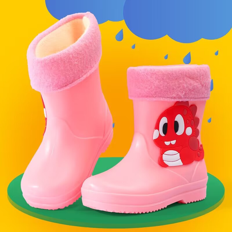 2023 Children's Rain Boots Cartoon Dinosaur Baby Rain Boots Waterproof Outer Wear Boys and Girls 2-6 Years Old Cute Short Tube Shoe Cover