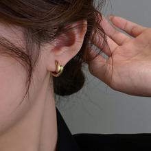 韩国小众设计感高级金色圈圈耳环女春夏耳饰耳扣2023年新款潮耳圈