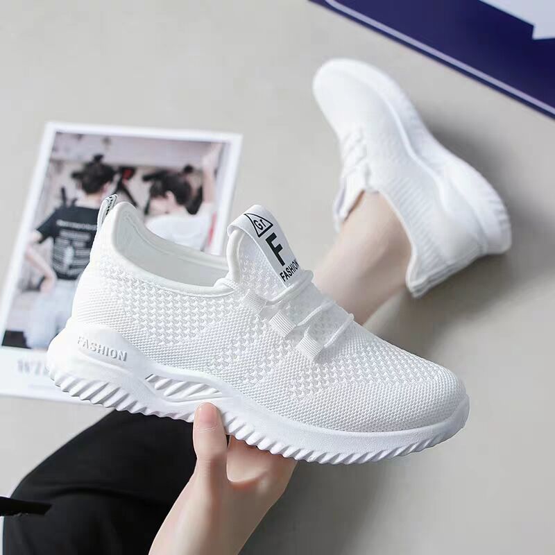 Fly Woven Mesh Sneaker Female Student 2021 New Spring and Summer Women's Shoes Korean Style White Shoes Breathable Mesh Shoes