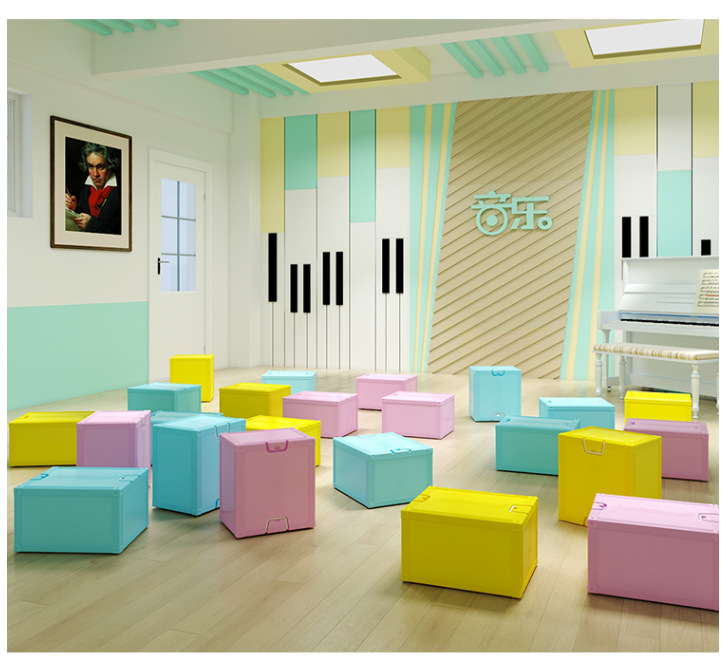 多功能音乐凳塑料舞蹈教室凳子加厚六面体幼儿小学音乐舞台合唱凳