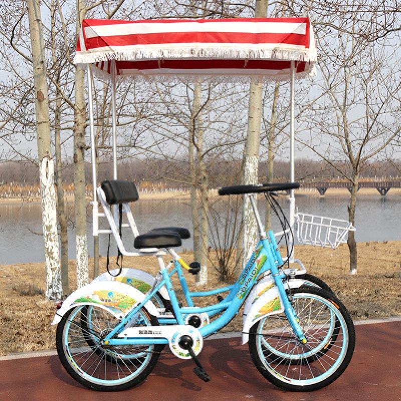 双人情侣批发骑车自行车景区观光车两人观光多人四轮自行车车联排