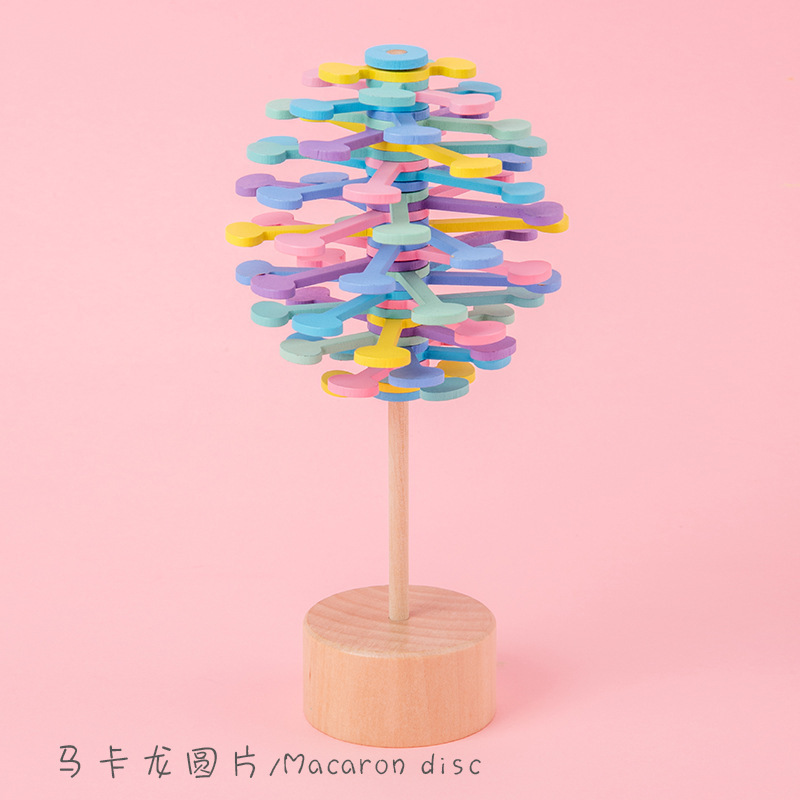 Tiktok Same Style Wooden Rotating Lollipop Fisher Series Creative Office Decoration Decompression Rotating Toy