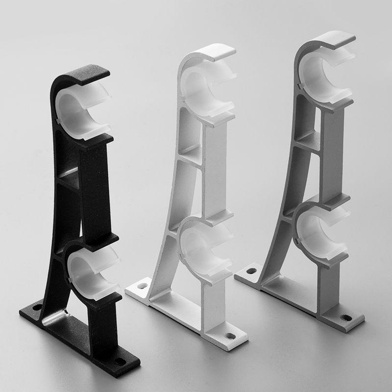 窗帘杆罗马杆支架单杆加厚铝合金托双杆挂钩底座配件墙勾顶装固定