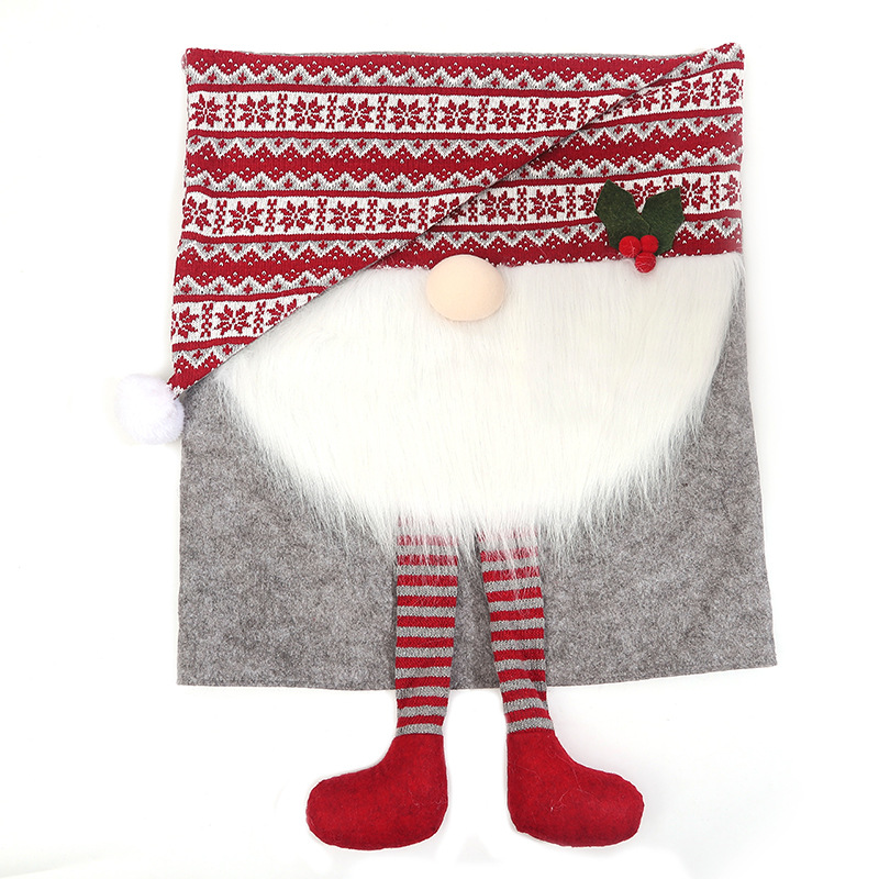 Cross-Border New Arrival Christmas Decoration Hanging Feet Faceless Old Man Turn Hat Chair Cover Living Room Dining Room Holiday Layout Supplies