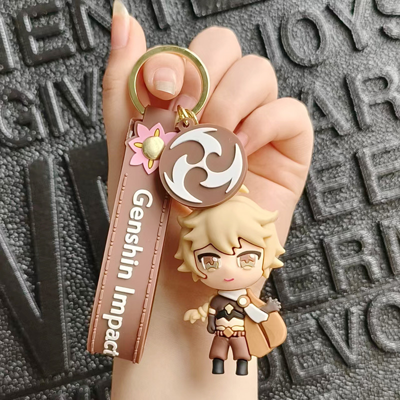 Creative Original God Peripheral Hand-Made Keychain Cute Game Character Silicone Doll Schoolbag Pendant Car Key Chain