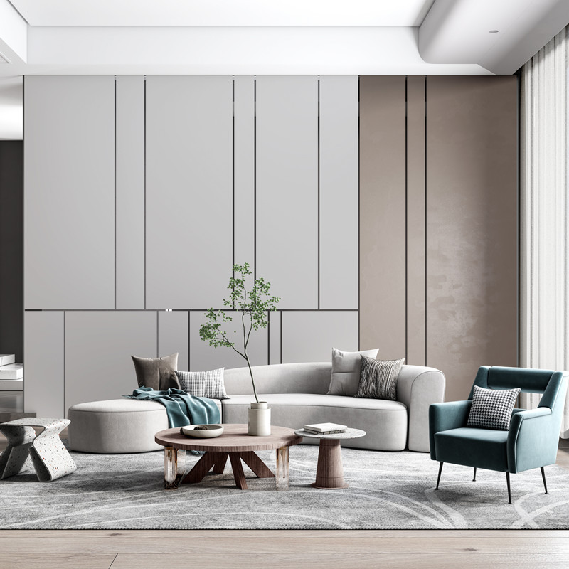 现代轻奢硬包电视机背景墙简约客厅沙发木格栅护墙板卧室床头软包