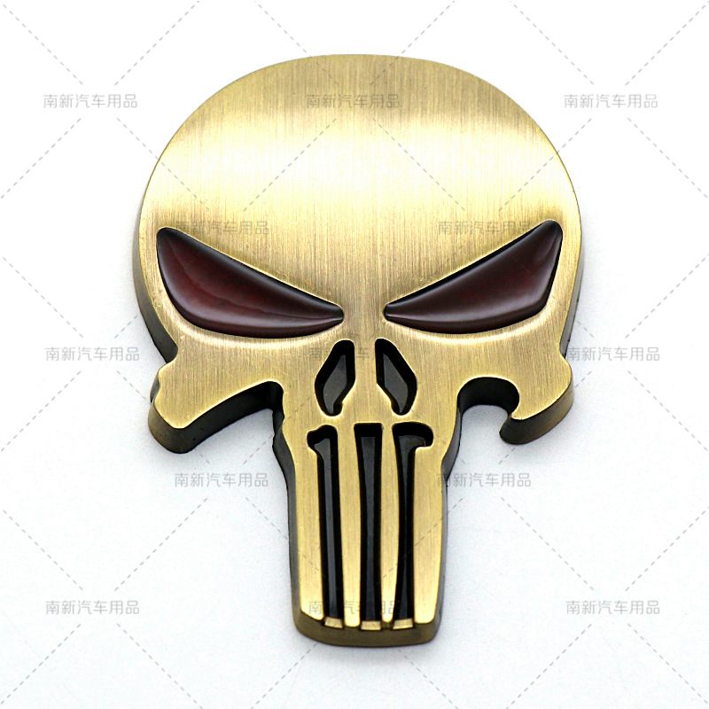 汽车个性装饰贴 惩罚者车标 骷髅头 金属改装车身贴 惩罚者车贴