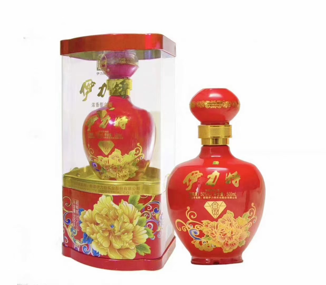 一箱也发货新疆伊力特红金钻浓香型白酒50度*500ml*6瓶/箱包邮