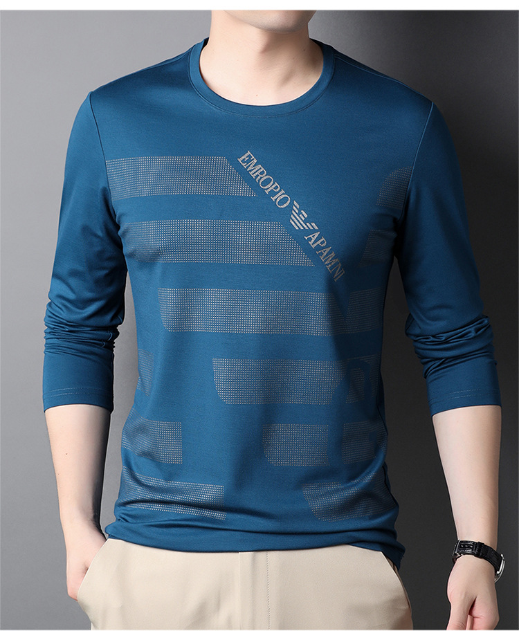 2021秋季时尚都市潮流个性打底衫男士长袖t恤免烫薄款大码t恤代发