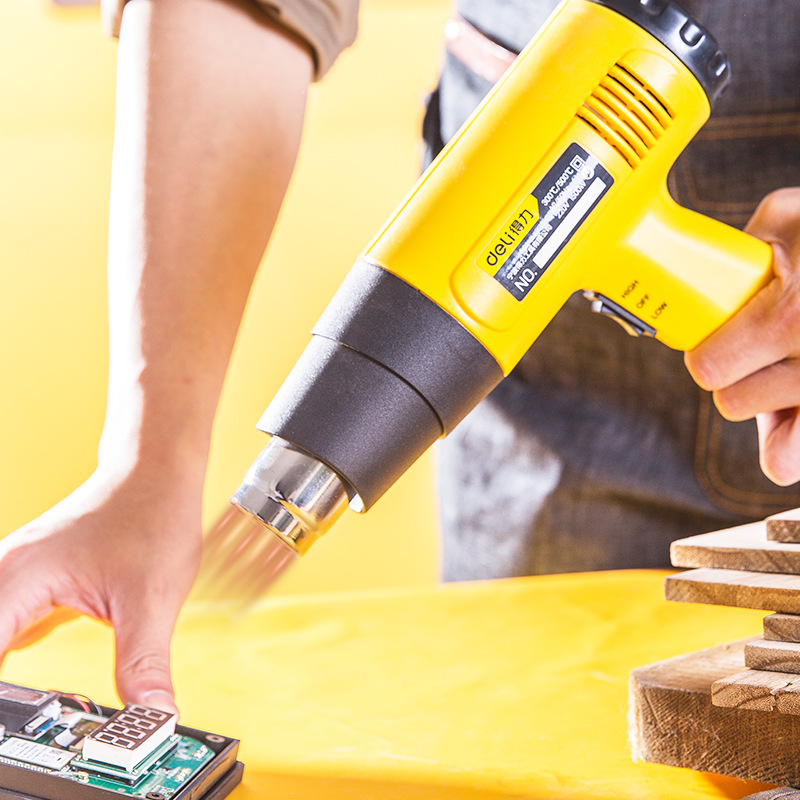 得力热风枪烤枪贴膜小型塑料焊枪工业加热烘枪调温热缩枪热风机