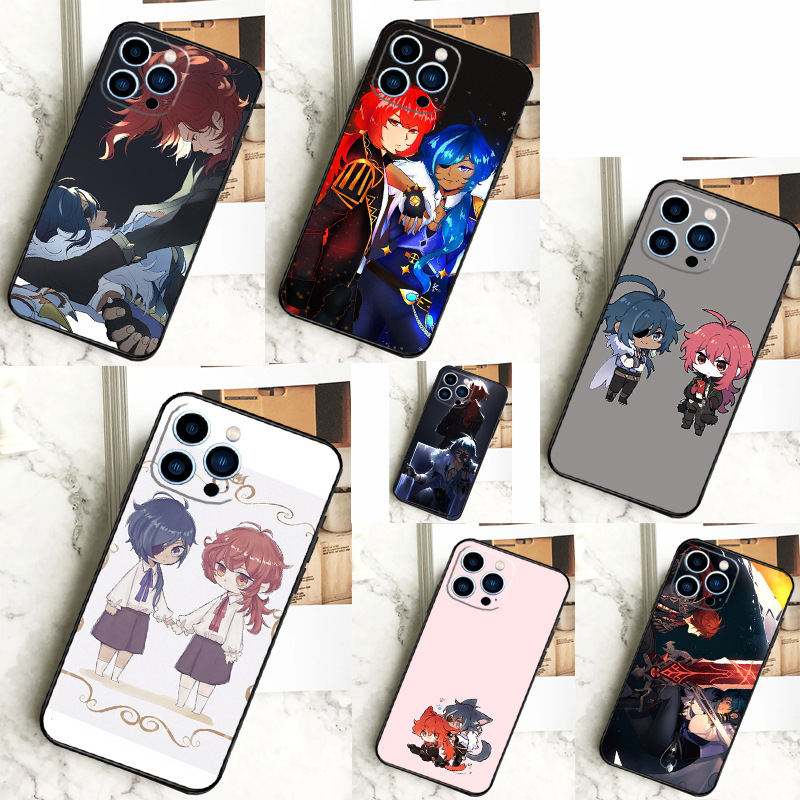 适用苹果手机壳Kaeya和Diluc Genshin冲击手机壳iPhone 15 14 13