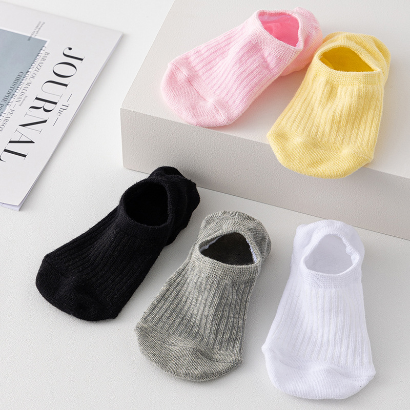 Pure Cotton Socks Women's Invisible Socks Heel Non-Slip Silicone Low Top Socks All-Match Solid Color Two-Bar Pure Cotton Socks Wholesale