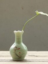 小花瓶陶瓷迷你桌面干花插花摆件创意青瓷手绘瓷瓶装饰品水培花器