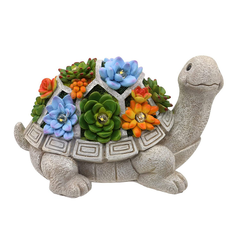 Amazon Outdoor Solar Succulent Turtle Statue Resin Crafts Animal Garden Garden Garden Lamp Ornaments