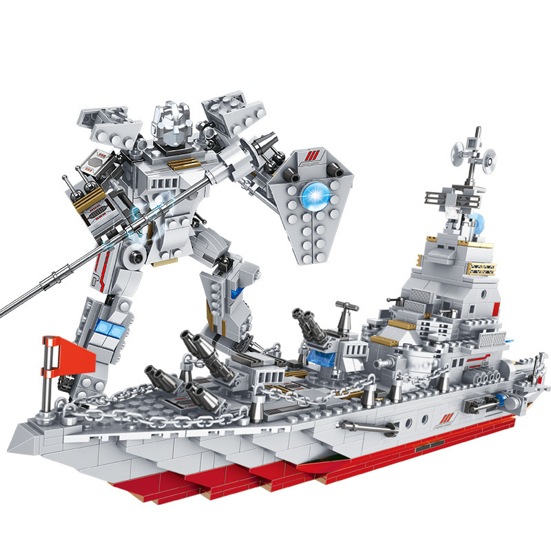 Compatible with Lego Military Aircraft Carrier Destroyer Small Particle Puzzle Assembled Children's Toy Building Blocks Gift Box Wholesale