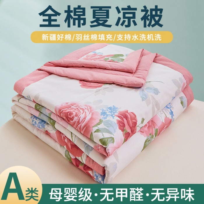 Cotton Printed Summer Quilt Sheet Double Home Summer Blanket Infant Quilt New Children Student Dormitory Air-Conditioning Summer Cooling Duvet Summer Blanket