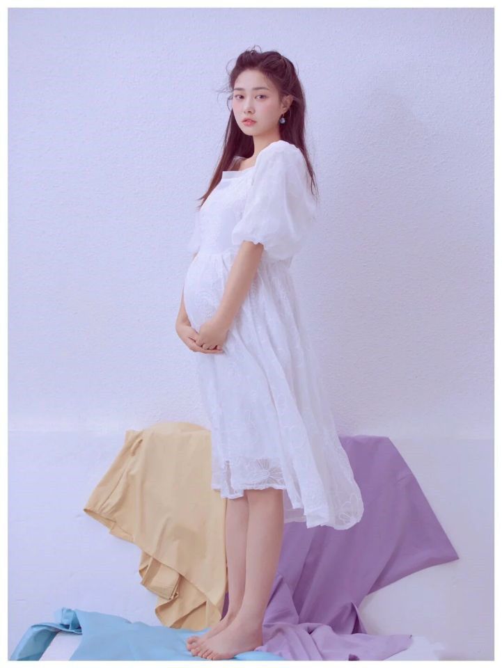 影楼白色孕妇装主题妈咪大肚照摄影连衣裙孕妈咪写真拍照纱裙套装