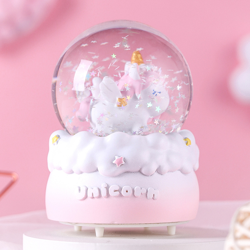 cartoon angel unicorn crystal ball luminous decoration girl heart small water ball girls birthday gifts glass ball