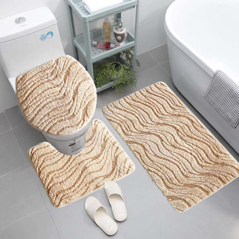 water ripple french style bathroom three-piece carpet absorbent non-slip floor mat autumn and winter warm carpet custom wholesale