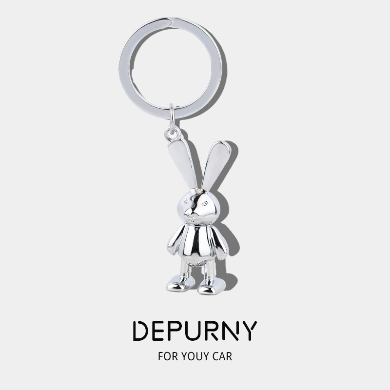 Metal Rabbit Pendant Rabbit Year Car Key Ring Couple Wholesale Cute Exquisite Bunny Key Ring Gift