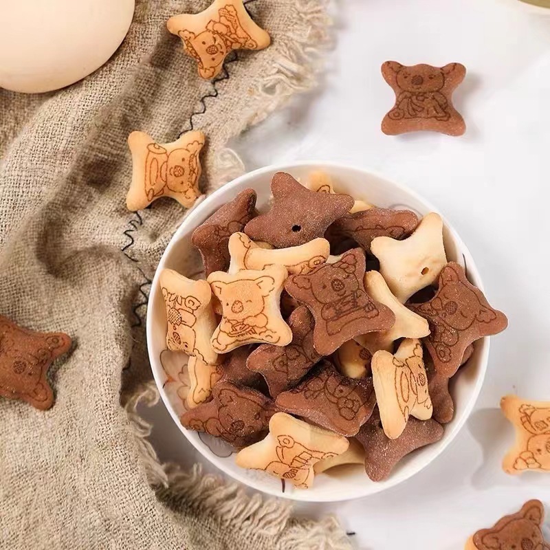 泰国lotte乐天小熊造型注心巧克力饼干熊仔饼37g*48盒