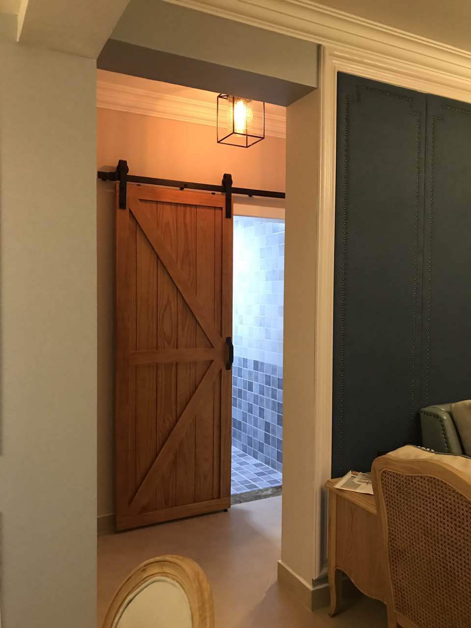 北欧小清新厕所卧室厨房隔断门谷仓门推拉轨道门移门