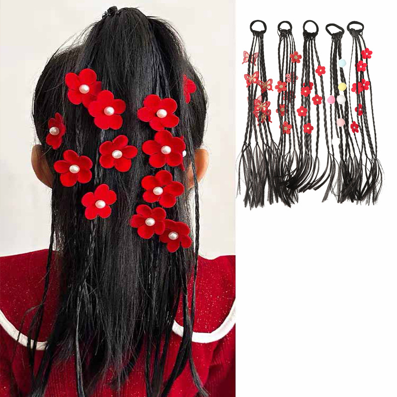 5个甜酷拳击辫少女假发头饰扎头发辫子公主彩色编发绳绑头发造型