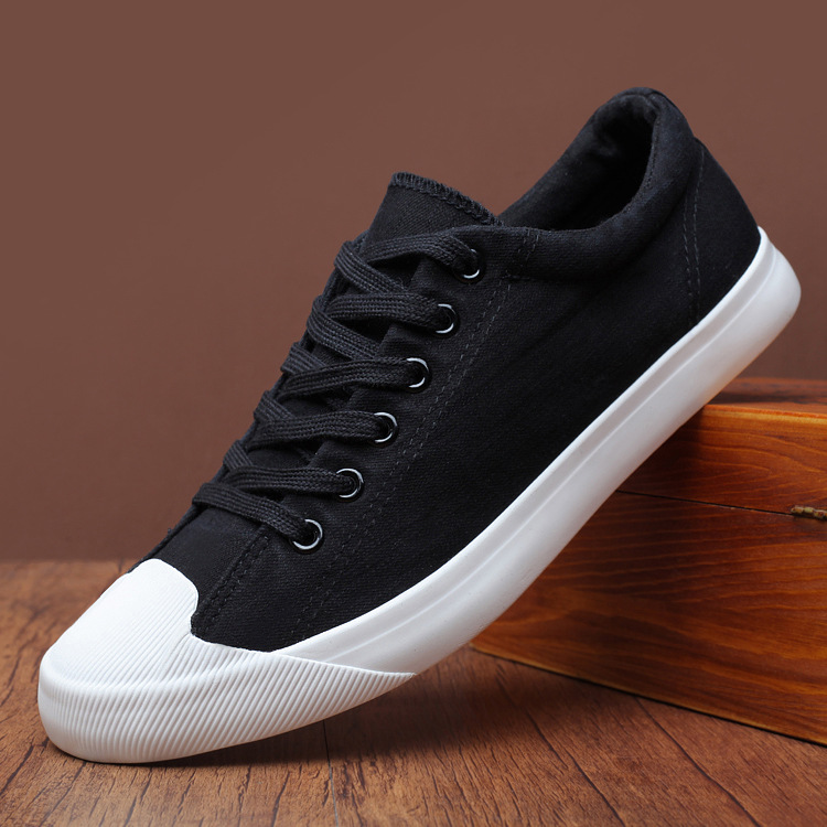 帆布鞋男2021新款春秋透气男鞋韩版潮流男士低帮系带休闲布鞋板鞋