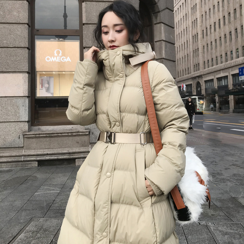 Factory Direct Sales New White Duck down Slim Fit below the Knee Mid-Length down Jacket Female Winter Thick Coat