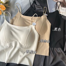 无痕性感型美背吊带自带胸垫聚拢收副乳细肩带内搭外穿抹胸型背心