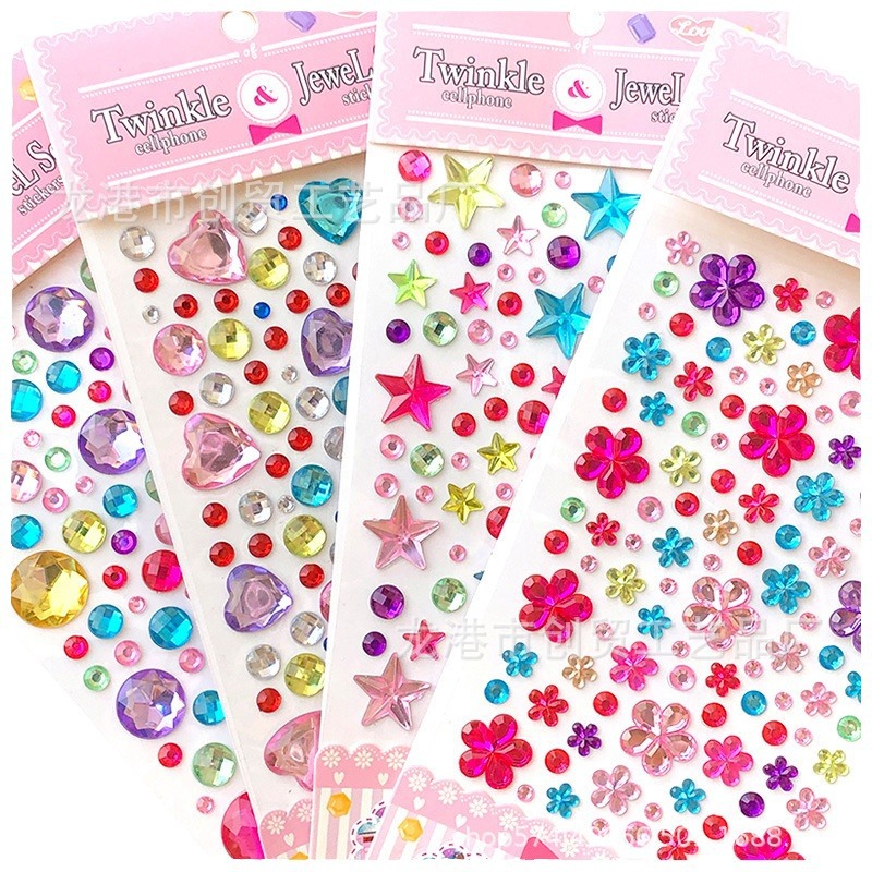 Wholesale Children's Toy Gem Stickers Crystal Ornament Acrylic Stickers Diy Decorative Rhinestone Girl Face Stick-on Crystals