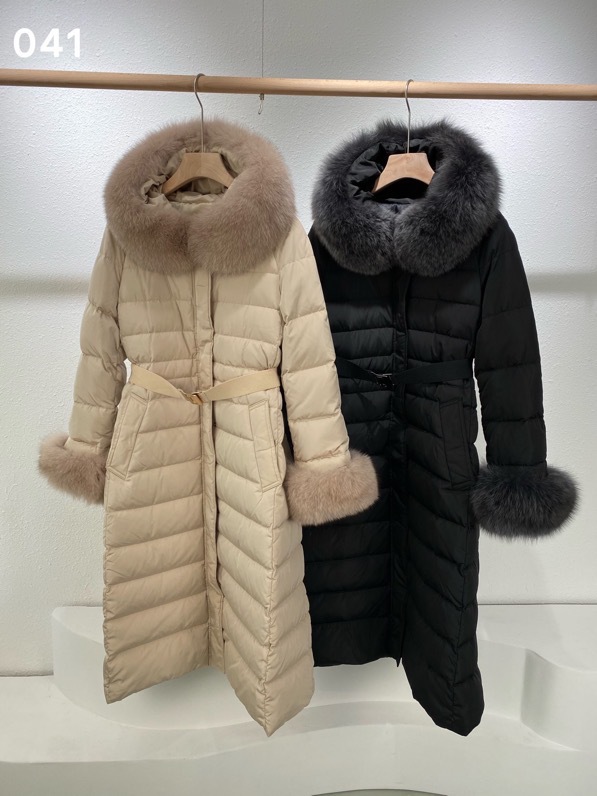 041出口韩国dewl秋冬新款狐狸毛领袖口有毛毛中长款羽绒服保暖