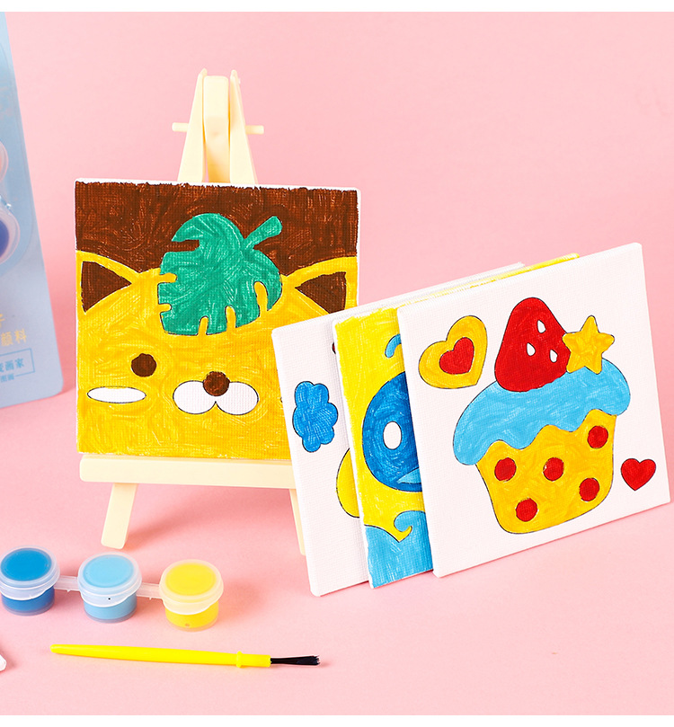 儿童diy画板创意迷你卡通油画板小学生奖品涂鸦手绘画板带支架