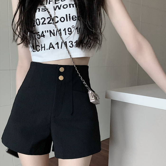Black Suit Shorts Women's Summer Thin Small Summer Clothes Matching High 2022 New A- line Internet Hot