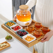 轻奢下午茶花果茶茶具家用酒店水果茶壶套装蜡烛煮茶炉热玻璃茶杯