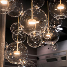 意大利米奇泡泡餐厅吊灯设计师玻璃圆球灯具北欧ins网红客厅吊灯