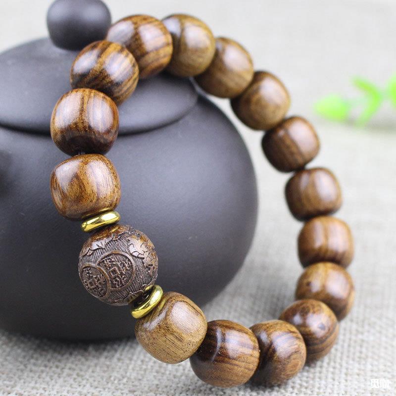 非洲檀香木手链桶珠男女手饰品文玩佛珠念珠直播货源黑花梨木手串