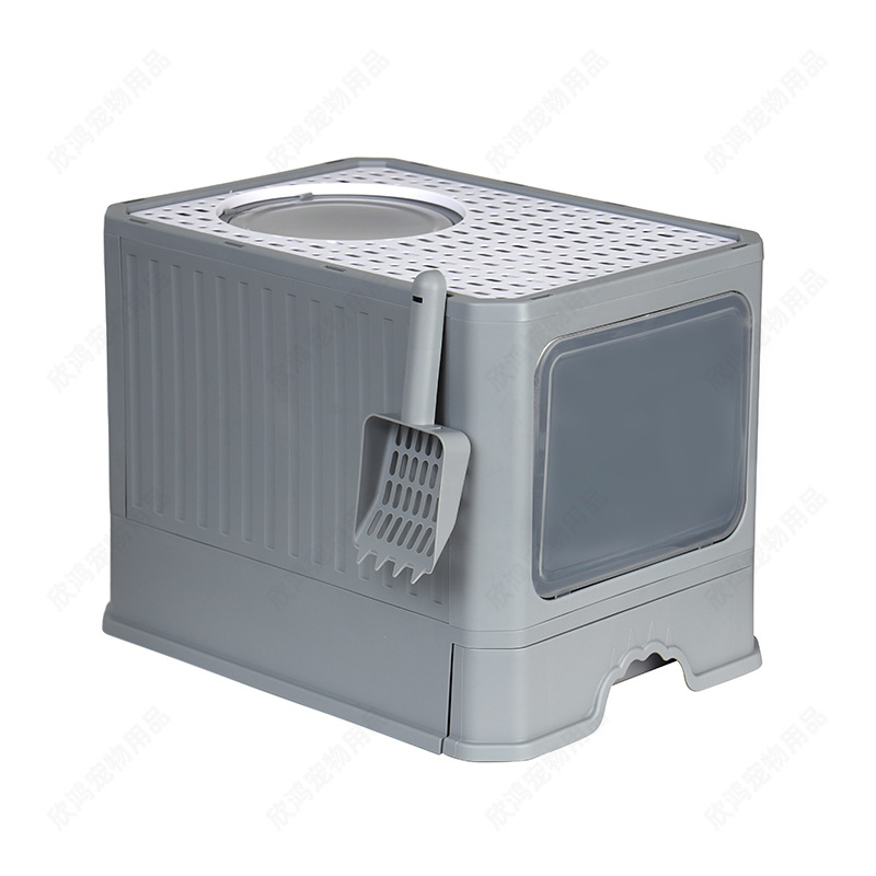 Large Fully Enclosed Litter Box Folding Drawer Deodorant Cat Toilet Splash-Proof Cat Supplies Factory Direct Sales