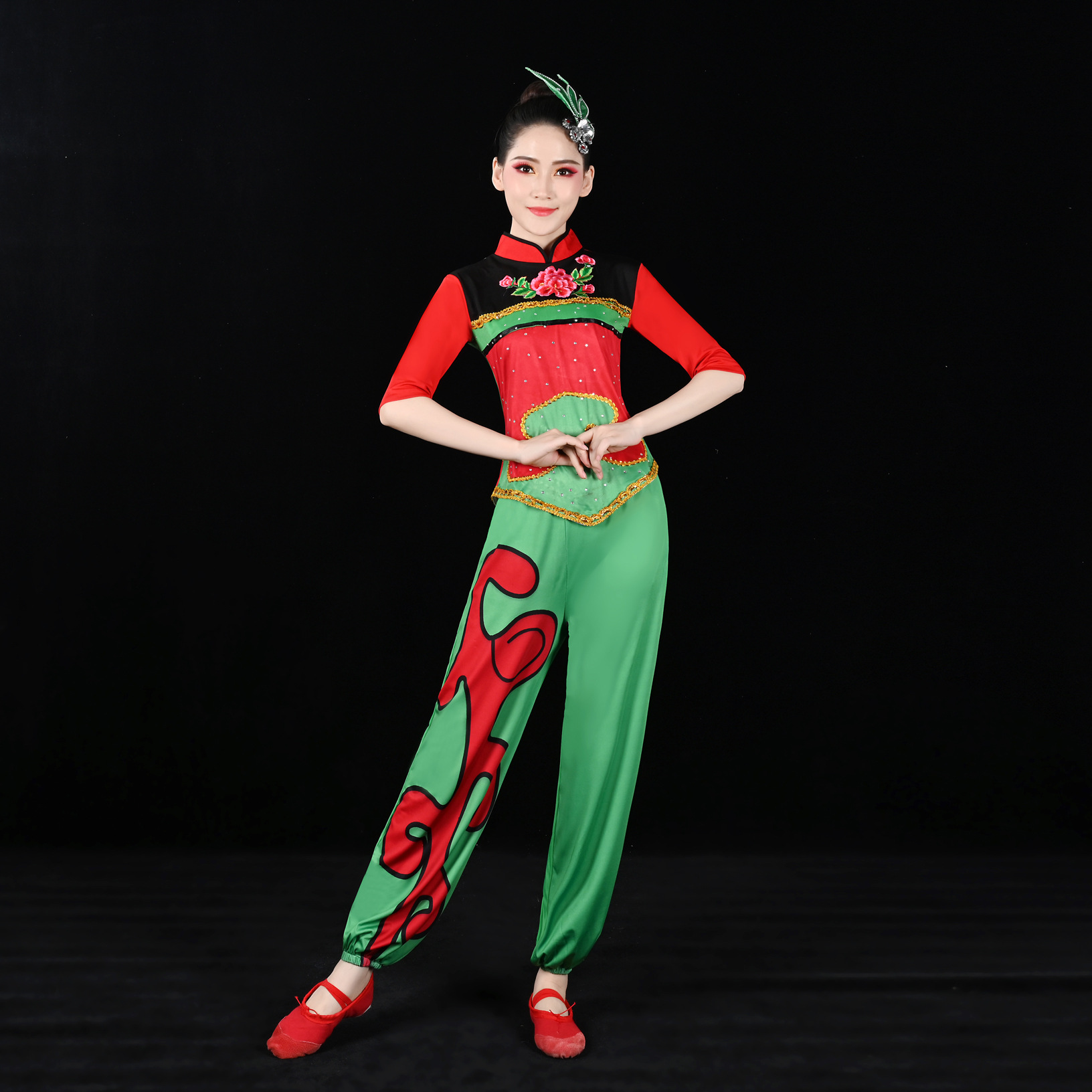 秧歌服装民族表演舞蹈演出服女装腰鼓扇子舞广场舞东北秧歌舞服装