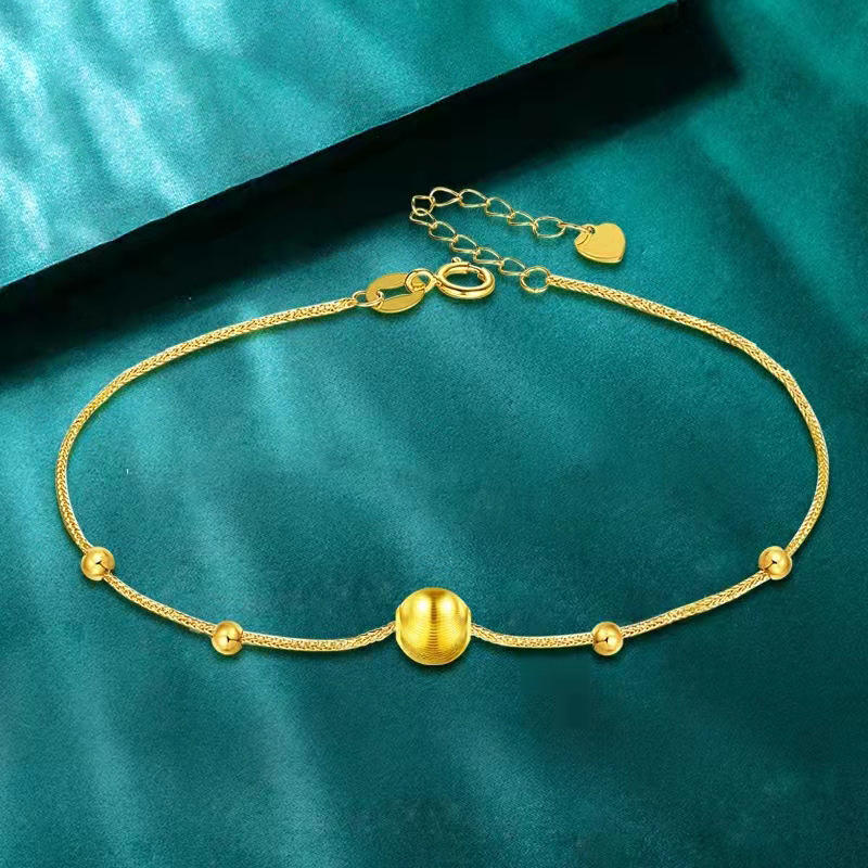 艾菲亚珠宝18k金猫眼金珠手链 au750百搭手饰情人节礼物送妈妈