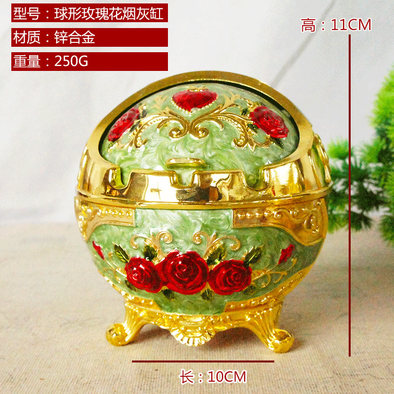 Tripod Spherical Rose Ashtray Exported to Russia Arab Wholesale Ornaments Alloy Metal Crafts