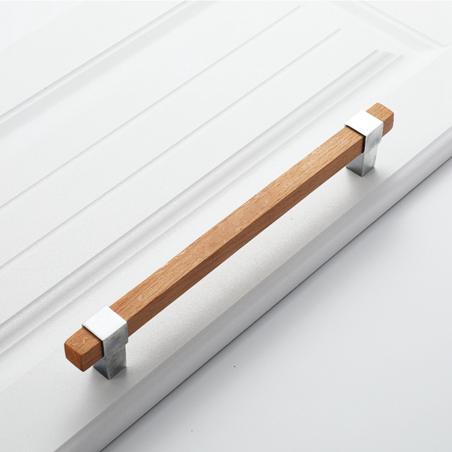 木拉手柜门拉手实木把手现代简约橱柜抽屉鞋柜衣柜门明装单孔