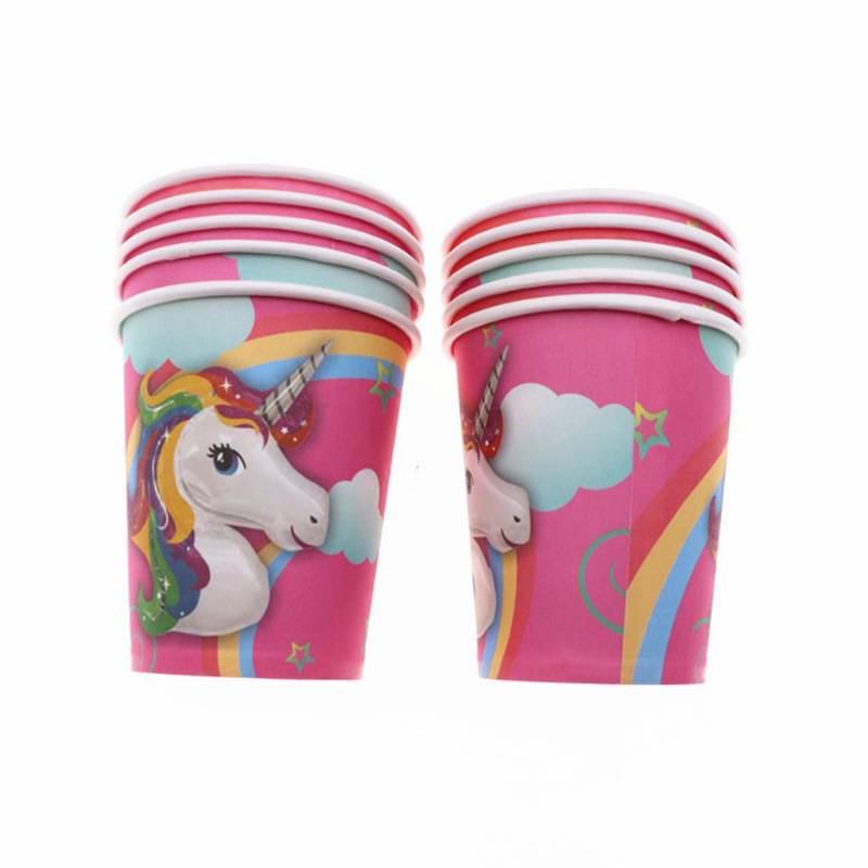 Products in Stock New Clouds Unicorn Birthday Party Pony Children's Birthday Disposable Paper Tray Paper Cup Package Props