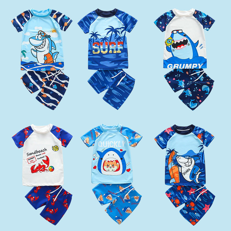 children‘s split swimsuit cartoon cute boy‘s 3-9 years old children‘s quick-drying swimsuit boy‘s swimsuit wholesale