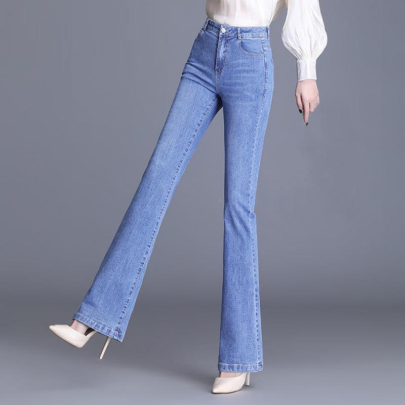 High Waist Skinny Jeans for Women Autumn and Winter Women's Pants New Elastic plus Size Plump Girls Slim Fit Bell-Bottom Pants Fashion