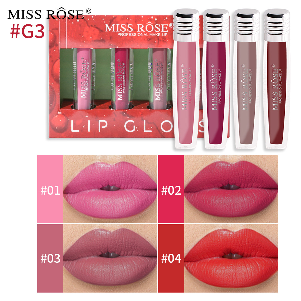 Cross-Border Christmas Makeup Lip Lacquer Set Box Matte Lip Gloss Non-Fading No Stain on Cup Velvet Matte Lip Lacquer Set Wholesale