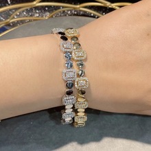 美国亚马逊流行款女士生日派对礼物配饰镀金方形锆石手链